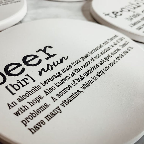 Funny Wine Definition | Handmade Ceramic Coaster