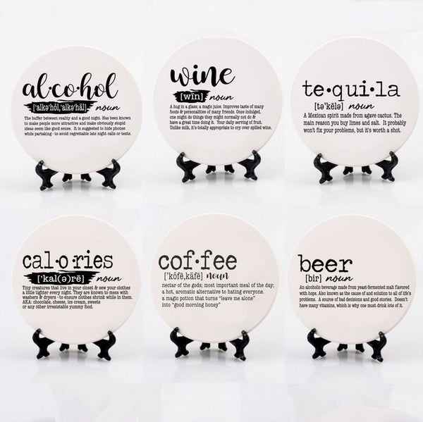 Funny Wine Definition | Handmade Ceramic Coaster